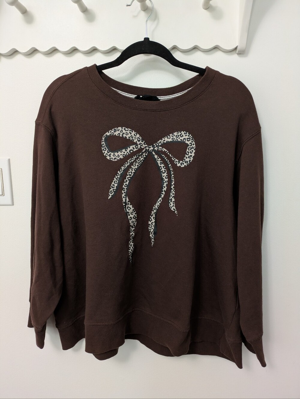 Jane + Delancey Leopard Bow Crewneck Sweater